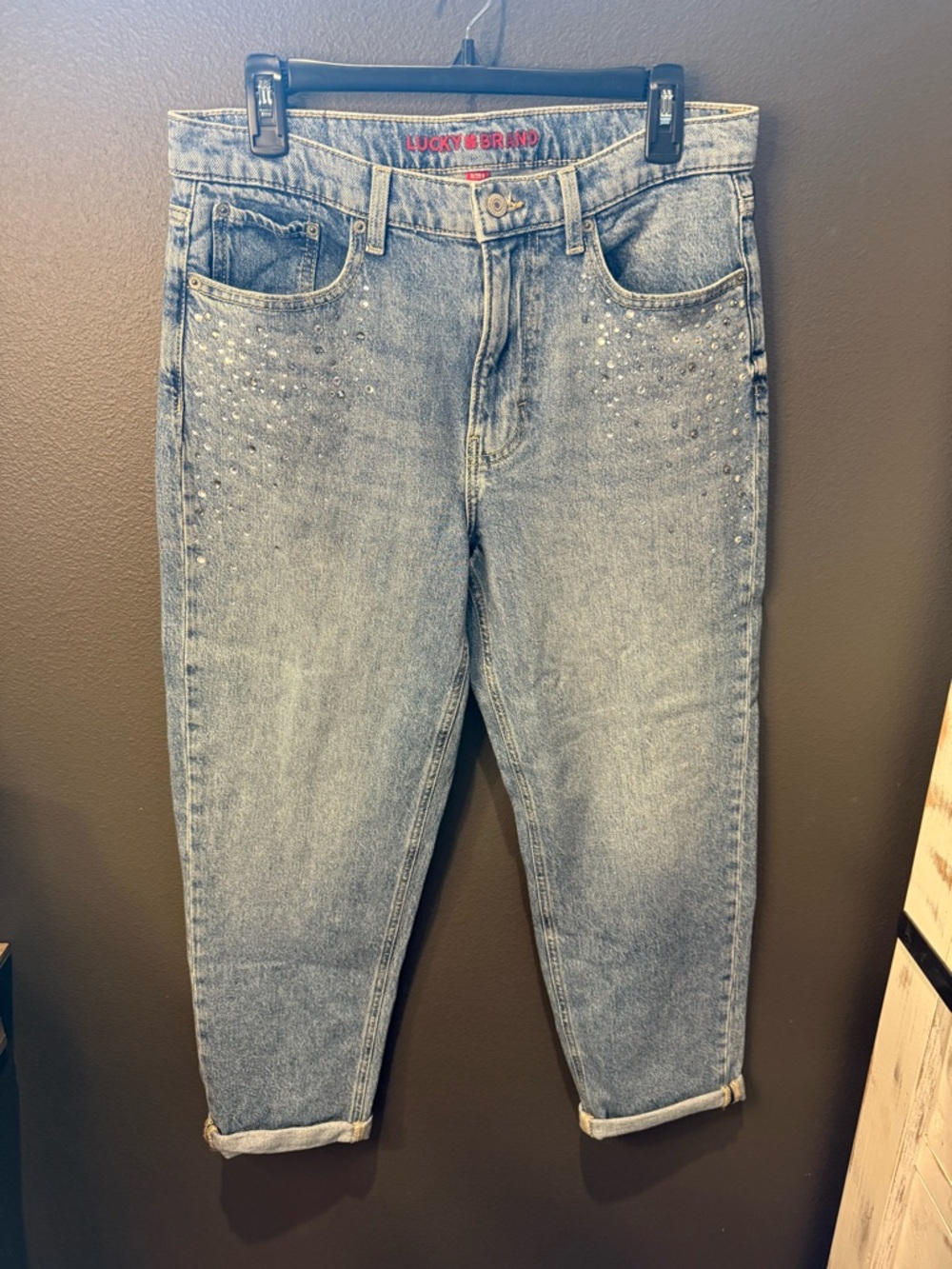 Lucky Brand Men's Light Blue Studded Relaxed Fit Jeans